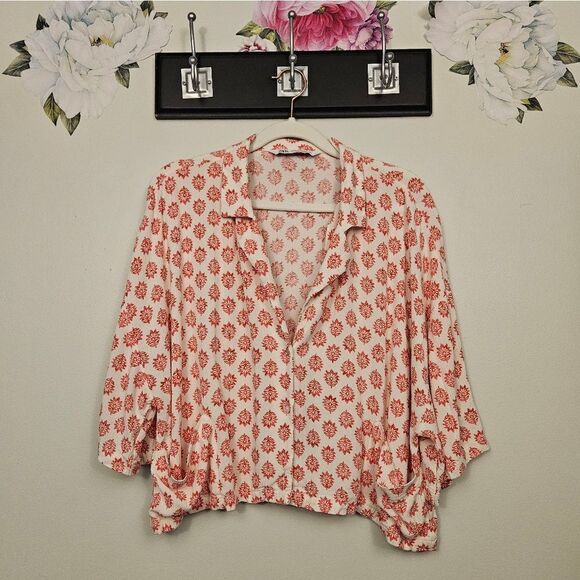 Zara Cropped Floral Boho Top - Picture 1 of 7